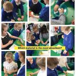 Year 1 Science helping the penguin to find out which material is the most absorbent.